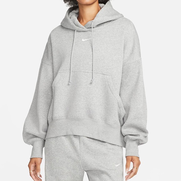 nike sportswear phoenix fleece hoodie - heather gray/grey, oversized, size large - Picture 1 of 8